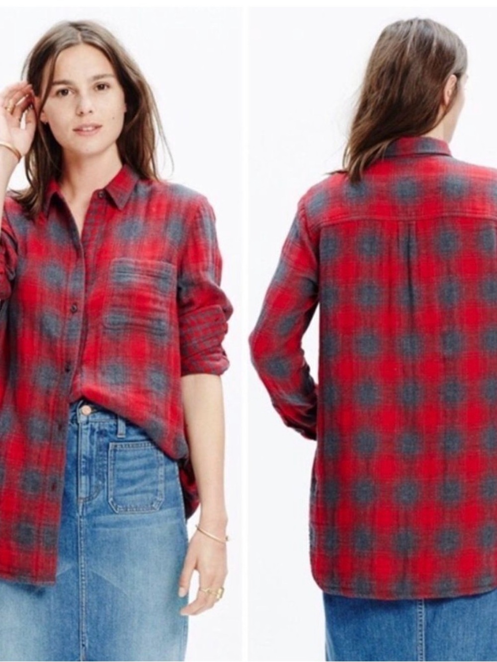 Madewell Ex-Boyfriend Plaid Flannel Shirt size L